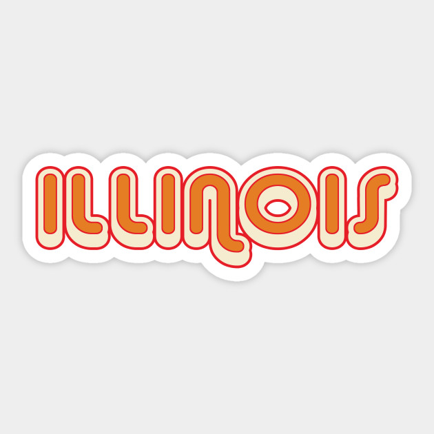 Illinois retro 1970s vintage graphic with shadow